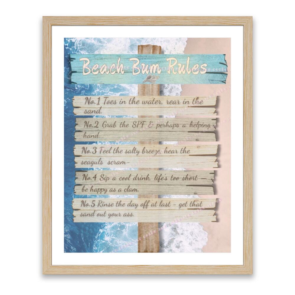 Funny Beach Bum Rules Sign – Entry / Bath Decor || The Ace Co One of a Kind